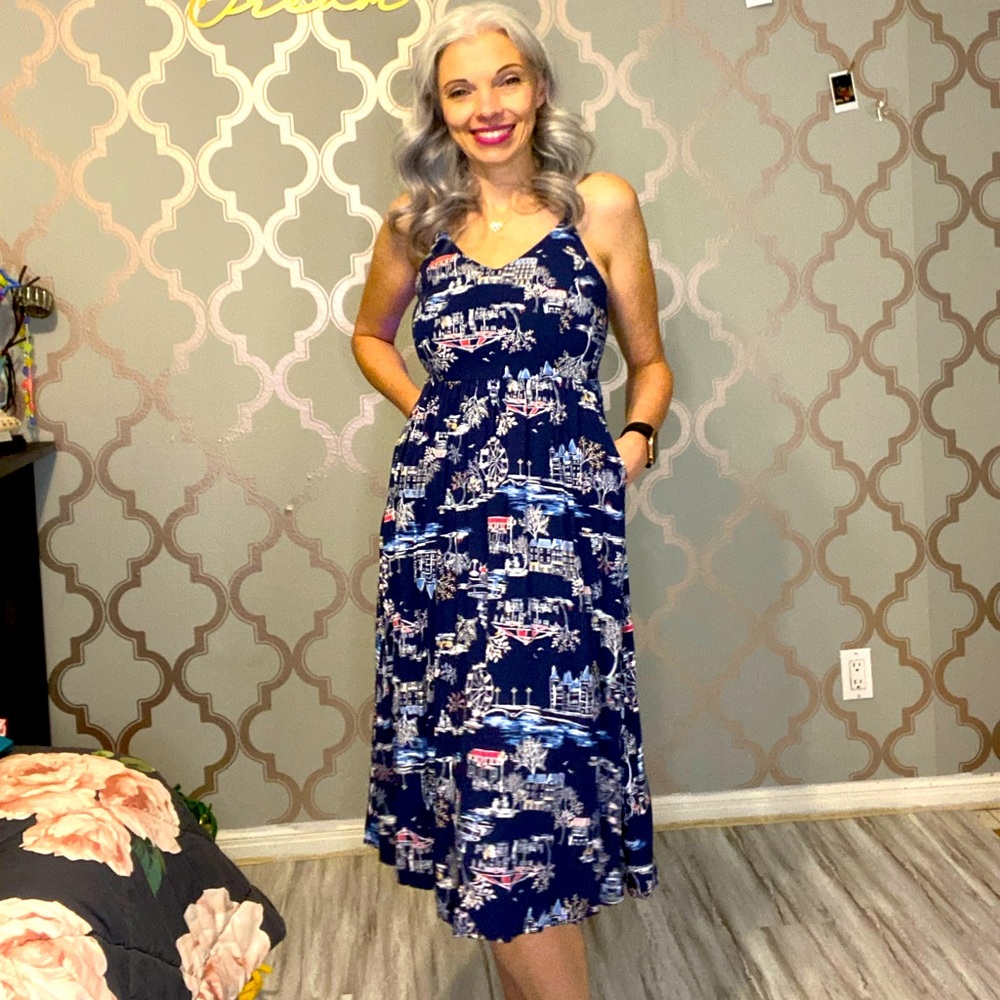 XS old navy navy blue midi dress